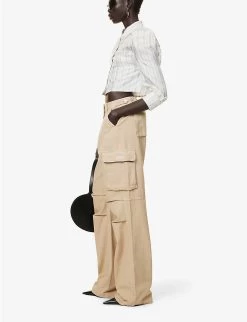 Coperni Wide-leg Mid-rise Cotton Trousers -Mode Charm Shop R04147539 BEIGEBEIGE ALT01