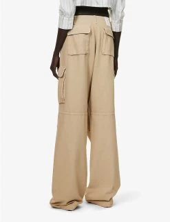 Coperni Wide-leg Mid-rise Cotton Trousers -Mode Charm Shop R04147539 BEIGEBEIGE ALT03