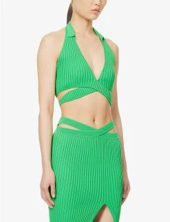 Francoise Open-back Knitted Top -Mode Charm Shop R04148505 VIVIDGREEN ALT02