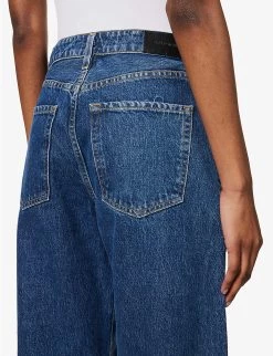 The Idris Brand-patch Wide-leg High-rise Jeans -Mode Charm Shop R04148536 DYERMIDWASHEDIND ALT04