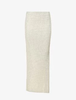Spara Crystal-embellished High-rise Stretch-woven Midi Skirt