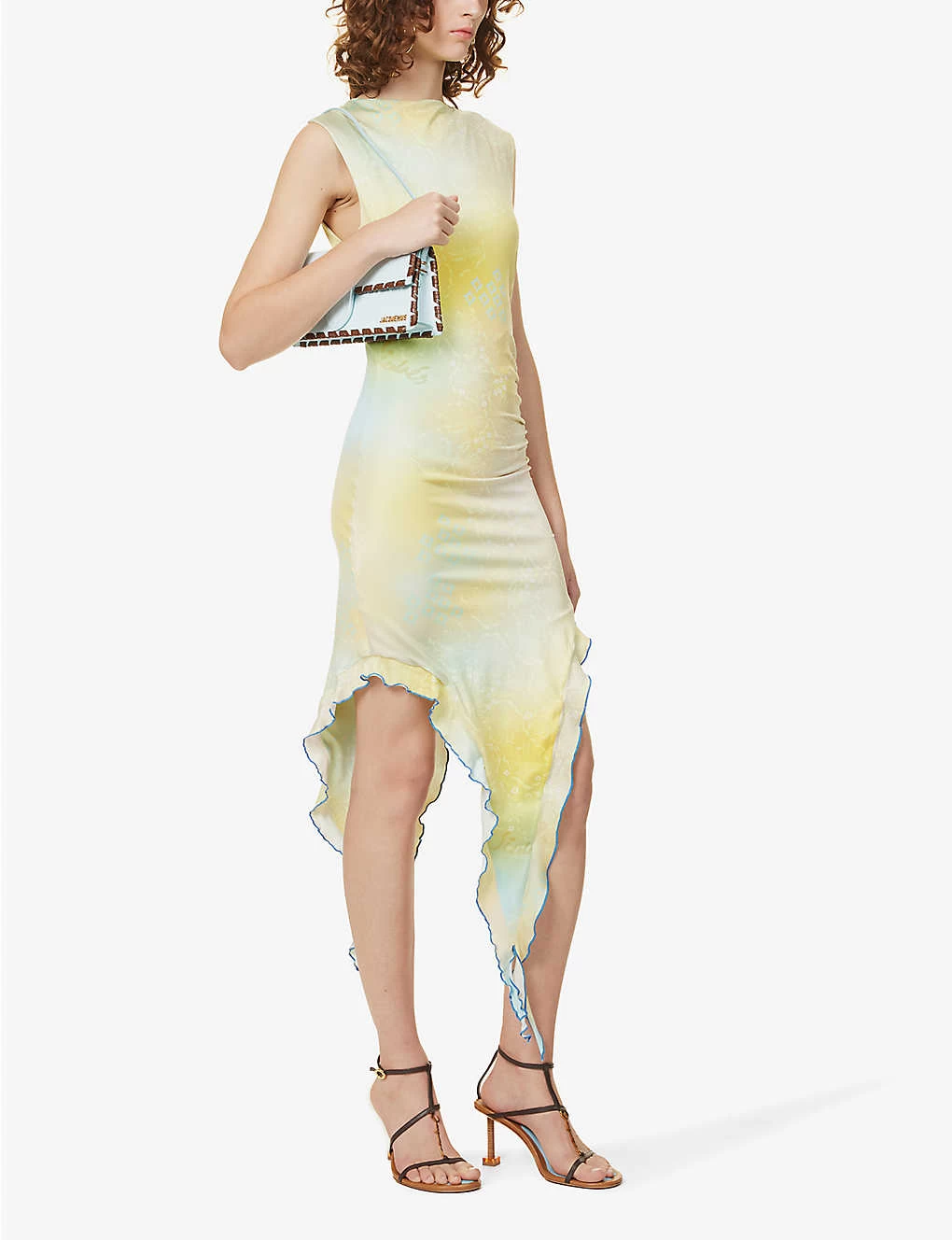 Eva Butterfly-print Asymmetric Stretch-woven Midi Dress 4 Eva Butterfly-print Asymmetric Stretch-woven Midi Dress - Image 2