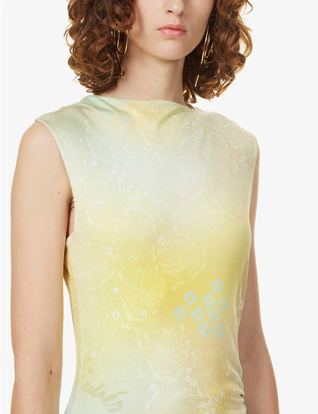 Eva Butterfly-print Asymmetric Stretch-woven Midi Dress 7 Eva Butterfly-print Asymmetric Stretch-woven Midi Dress - Image 5