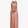 Helmut Lang Halterneck Draped Silk-blend Midi Dress -Mode Charm Shop R04150590 BLUSH M