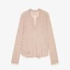Zadig & Voltaire Riviera Rhinestone-studded Cashmere Top -Mode Charm Shop R04151971 BLUSH M