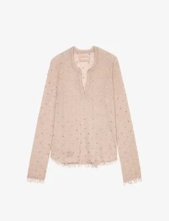 Zadig & Voltaire Riviera Rhinestone-studded Cashmere Top