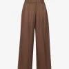 THEORY Wide-leg Low-rise Stretch-wool Trousers -Mode Charm Shop R04152423 PECAN M