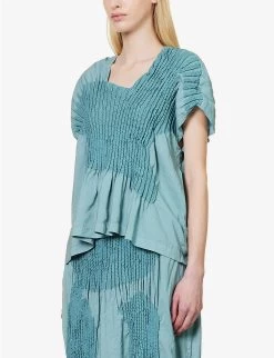 Issey Miyake Imprint Ribbed Rayon-blend Top -Mode Charm Shop R04152500 LIGHTBLUE ALT02