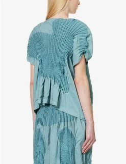 Issey Miyake Imprint Ribbed Rayon-blend Top -Mode Charm Shop R04152500 LIGHTBLUE ALT03