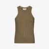 Ganni Ribbed Sleeveless Stretch-woven Top -Mode Charm Shop R04152925 KALAMATA M