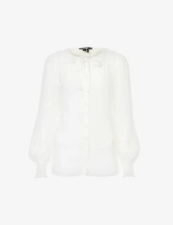 Paige Dionna Ruffle-neck Silk-blend Blouse
