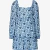 Paige Ashlen Floral-print Silk Mini Dress -Mode Charm Shop R04153194 WHITEULTRAMARINE M