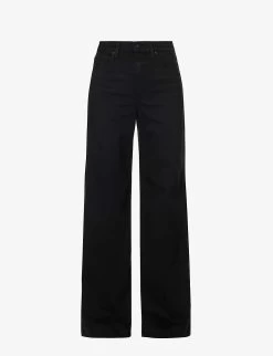 Paige Harper Wide-leg High-rise Cotton-blend Jeans
