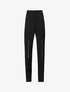 Alexander McQueen Zip-embellished Straight-leg Mid-rise Wool Trousers