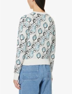 Graphic-print Scoop-neck Knitted Cardigan -Mode Charm Shop R04153709 MULTICODESIGN ALT03