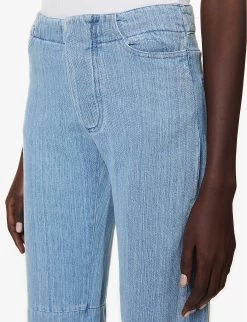 Split-hem Panelled Low-rise Straight-leg Denim Jeans -Mode Charm Shop R04154386 47BLEACHEDINDIGO ALT05
