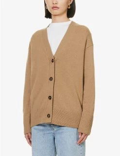 Vince Weekend V-neck Wool And Cashmere-blend Cardigan -Mode Charm Shop R04154662 SANDSHELL ALT02