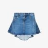 Alexander McQueen Asymmetric-hem Logo-patch Stretch-denim Mini Skirt 2 Alexander McQueen Asymmetric-hem Logo-patch Stretch-denim Mini Skirt -Mode Charm Shop R04154717 BLUESTONEWASH M