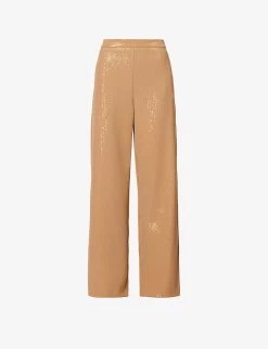 Max Mara Stelvio Sequin-embellished Mid-rise Wide-leg Woven Trousers