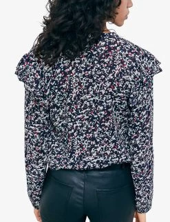 Ikks Abstract-print Woven Top -Mode Charm Shop R04156279 NAVYBLUE ALT03