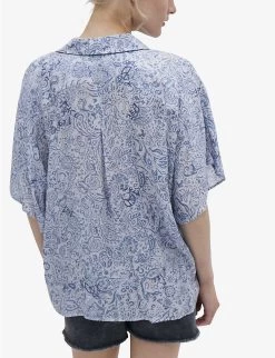 Ikks Paisley-patterned Relaxed-fit Woven Shirt -Mode Charm Shop R04156336 BLUEGREY ALT03