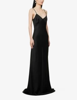 Selce V-neck Woven Maxi Dress -Mode Charm Shop R04156404 BLACK ALT02