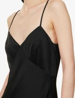 Selce V-neck Woven Maxi Dress -Mode Charm Shop R04156404 BLACK ALT05