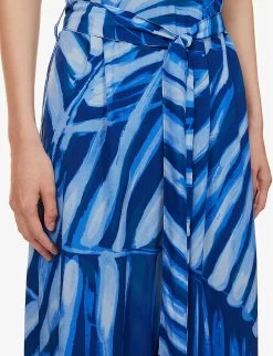 Graphic-print Woven Midi Dress -Mode Charm Shop R04156414 BAYSIDEPALMPRINT ALT04