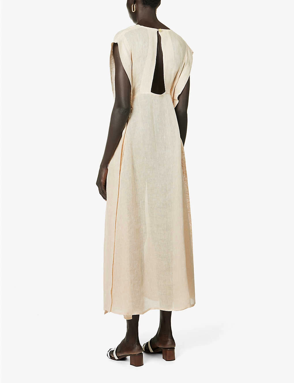 V-neck Open-back Linen Maxi Dress 6 V-neck Open-back Linen Maxi Dress - Image 4