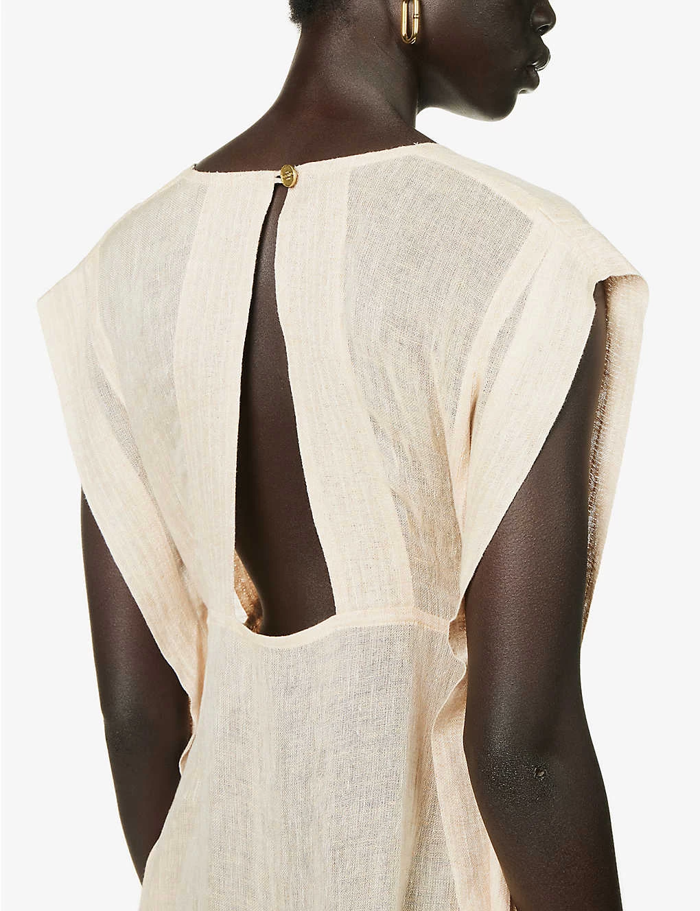 V-neck Open-back Linen Maxi Dress 7 V-neck Open-back Linen Maxi Dress - Image 5