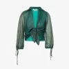Metallic Plisse Woven Blouse -Mode Charm Shop R04157910 TEAL M