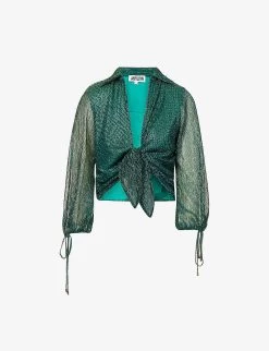 Metallic Plisse Woven Blouse