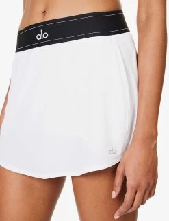 Match Point Logo-waistband Stretch-woven Mini Skirt -Mode Charm Shop R04158210 WHITE ALT04