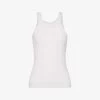 Sportmax Caccia Round-neck Ribbed Cotton-blend Top -Mode Charm Shop R04158869 OPTICALWHITE M