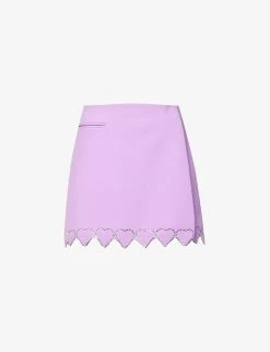 Heart Crystal-embellished Wool Mini Skirt