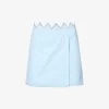 Heart Crystal-embellished Cotton Mini Skirt -Mode Charm Shop R04158915 BLUE M