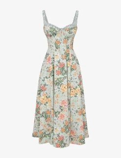 Sabrina Floral-print Cotton-blend Midi Dress