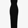 Sofia Sheer-sleeve Side-slip Woven Maxi Dress 1 Sofia Sheer-sleeve Side-slip Woven Maxi Dress -Mode Charm Shop R04159573 BLACK M