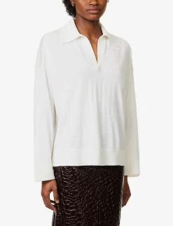Bottega Veneta V-neck Relaxed-fit Wool Top -Mode Charm Shop R04159944 CHALK ALT02