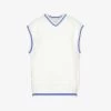 ALEXANDER WANG Logo-embossed V-neck Cotton Knitted Vest -Mode Charm Shop R04160706 OFFWHITEMARINE M