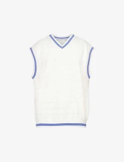 ALEXANDER WANG Logo-embossed V-neck Cotton Knitted Vest