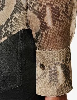 STELLA MCCARTNEY Graphic-print Tie-neck Silk Shirt -Mode Charm Shop R04160777 MULTICOLORBROWN ALT04