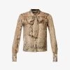 STELLA MCCARTNEY Graphic-print Tie-neck Silk Shirt -Mode Charm Shop R04160777 MULTICOLORBROWN M