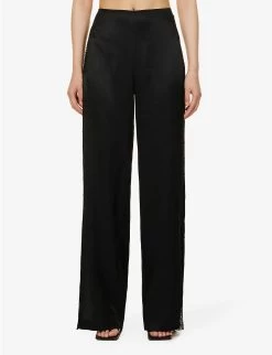 BEC + BRIDGE Spencer Lace-trim Satin Trousers -Mode Charm Shop R04161130 BLACK ALT02