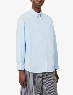 Chiara Relaxed-fit Cotton Shirt -Mode Charm Shop R04164602 SKY ALT02