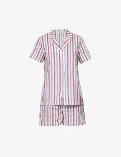 Capri Striped Cotton-poplin Pyjama Set