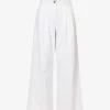 ME AND EM Pleated Patch-pocket Wide-leg Mid-rise Jeans -Mode Charm Shop R04165494 WHITE M