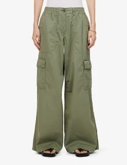 ME AND EM Wide-leg Low-rise Cotton Cargo Trousers -Mode Charm Shop R04165520 SUMMERKHAKI ALT02