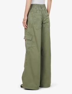 ME AND EM Wide-leg Low-rise Cotton Cargo Trousers -Mode Charm Shop R04165520 SUMMERKHAKI ALT03