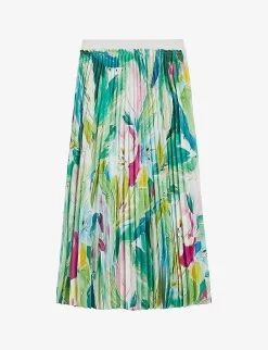 Ted Baker Lopehz Floral-print Pleated Woven Midi Skirt